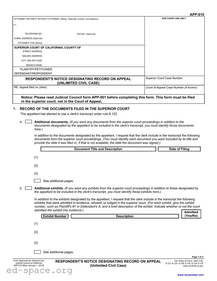 Blank California App 010 PDF Form