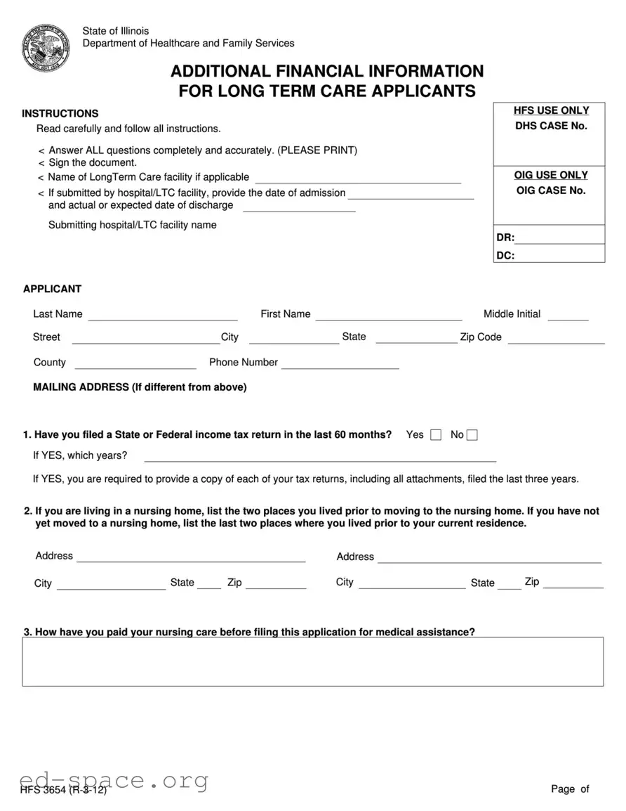 Blank Hfs 3654 Illinois PDF Form