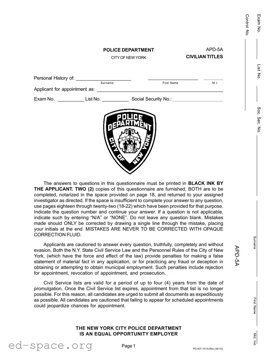 Blank Apd 5A PDF Form
