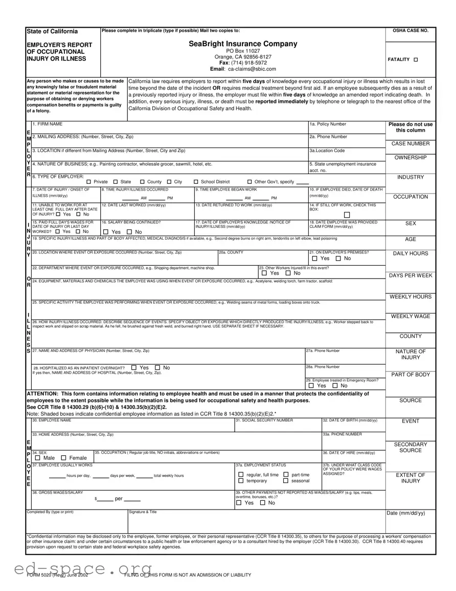 Blank 5020 California PDF Form