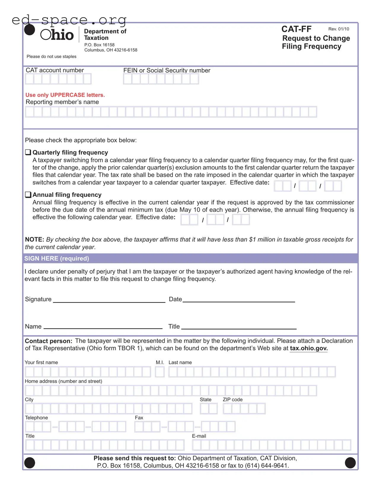 Blank Ohio Cat Ff PDF Form