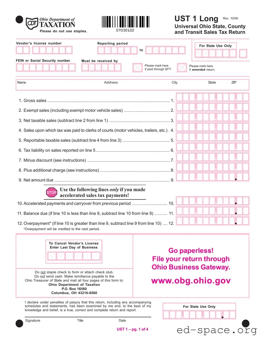 Blank Ohio Ust 1 PDF Form