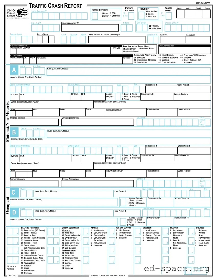 Blank Ohio Traffic Crash Report PDF Form