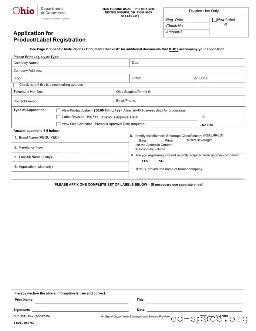 Blank Ohio Label Registration PDF Form