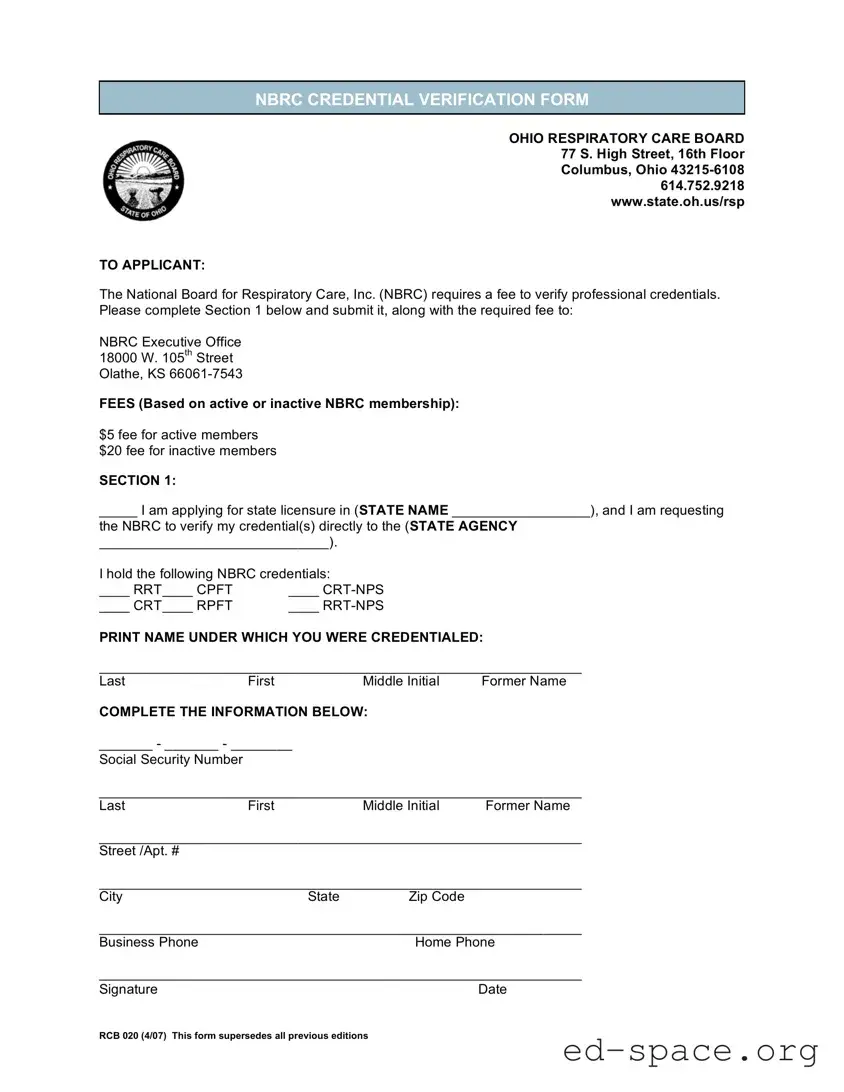 Blank Ohio Rcb 020 PDF Form