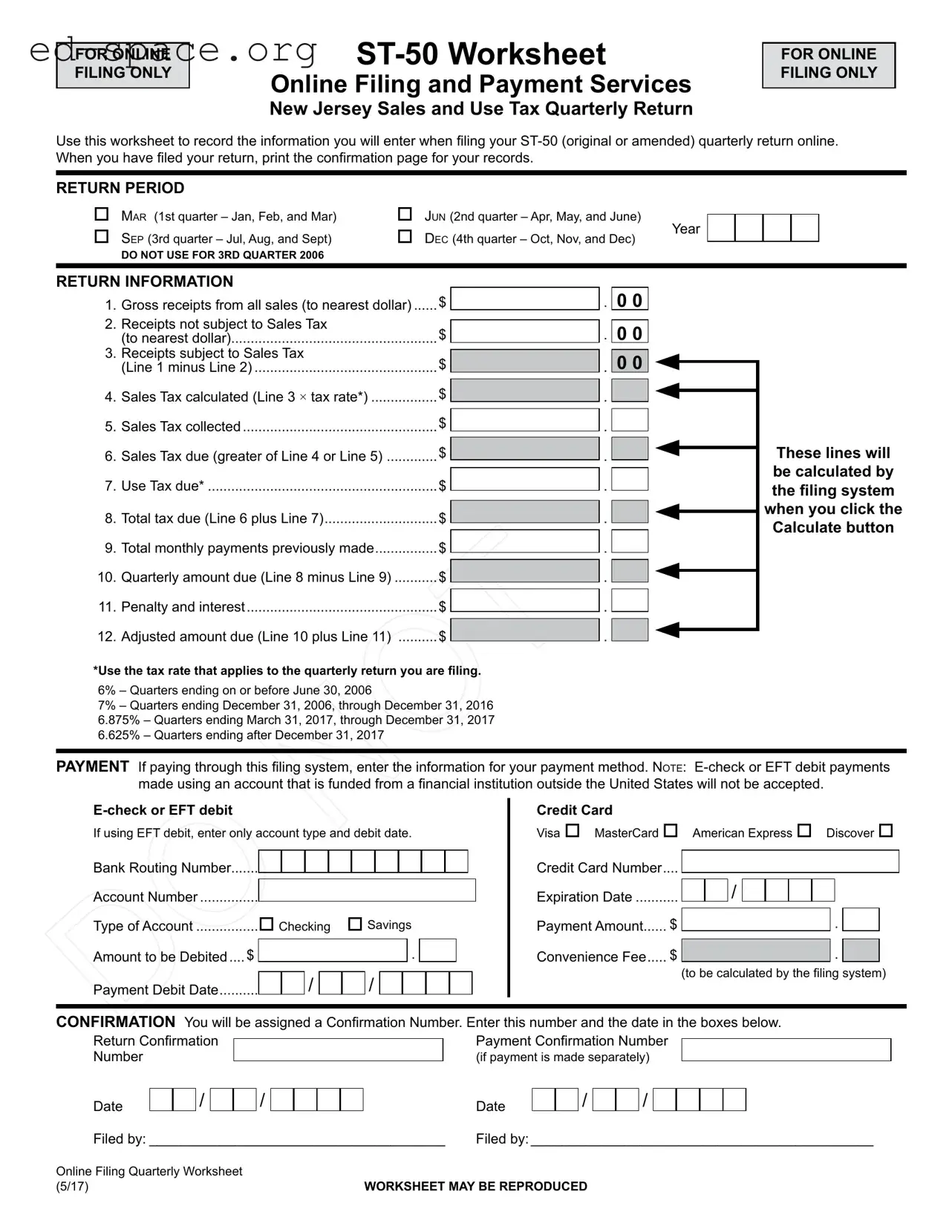 Blank Nj Sales Tax St 50 PDF Form
