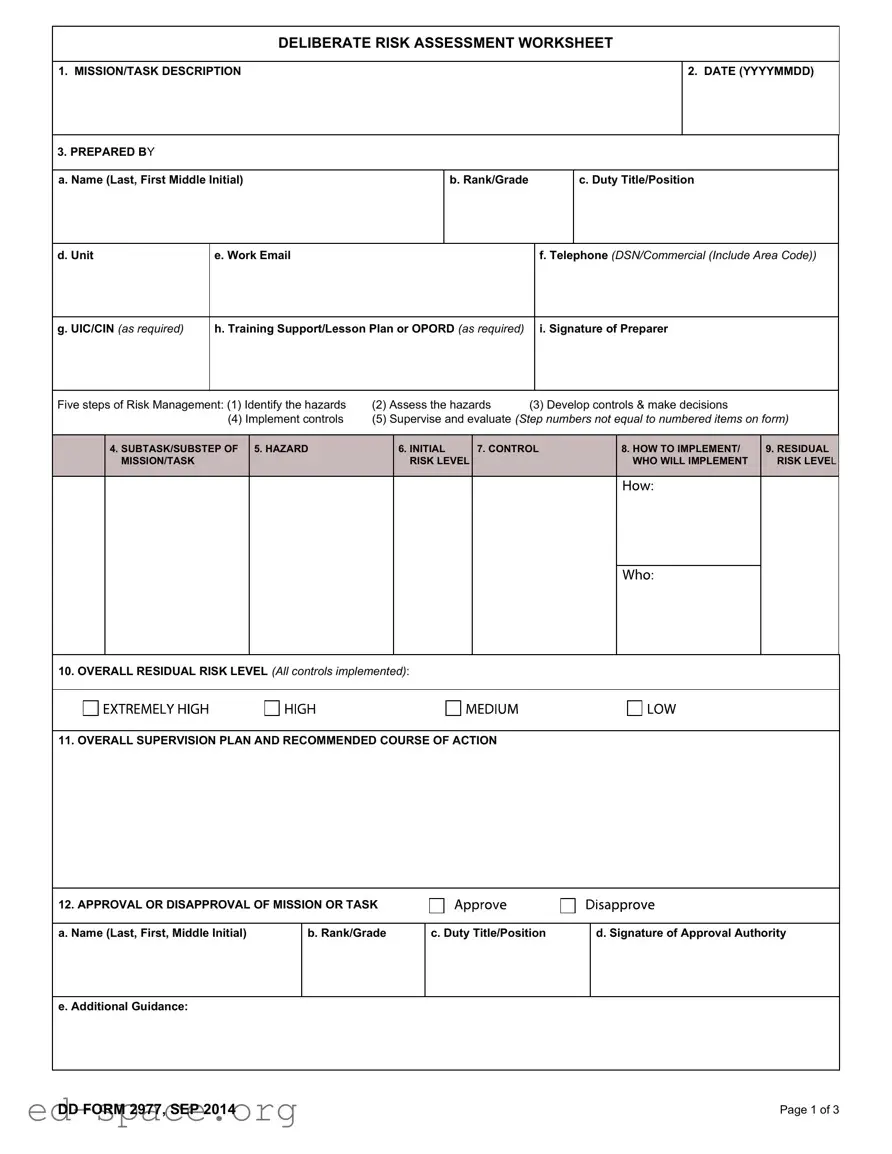 Blank Dd 2977 PDF Form