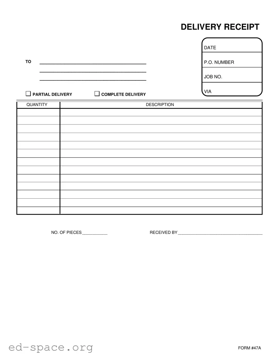 Blank Delivery Receipt PDF Form