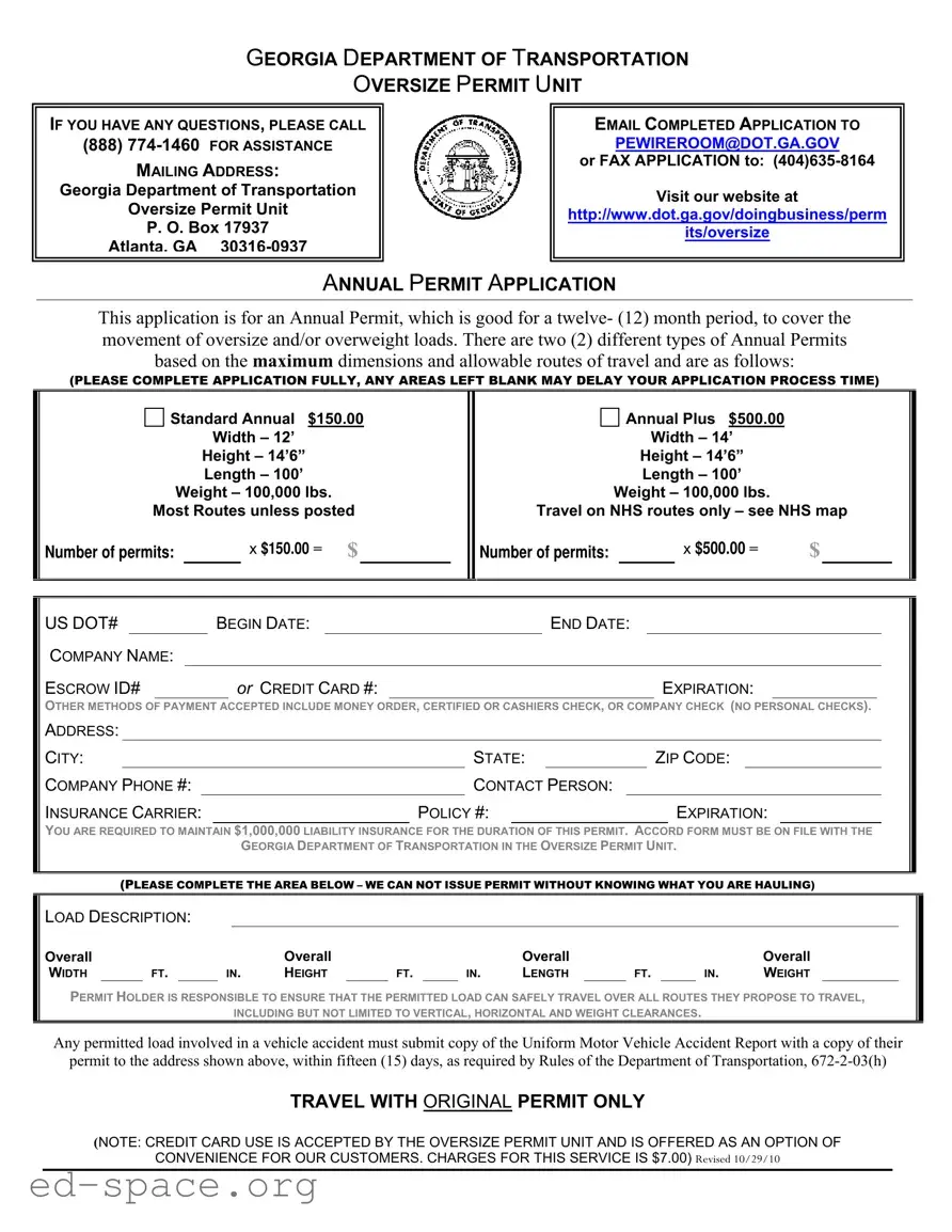 Blank Georgia Permit Application PDF Form