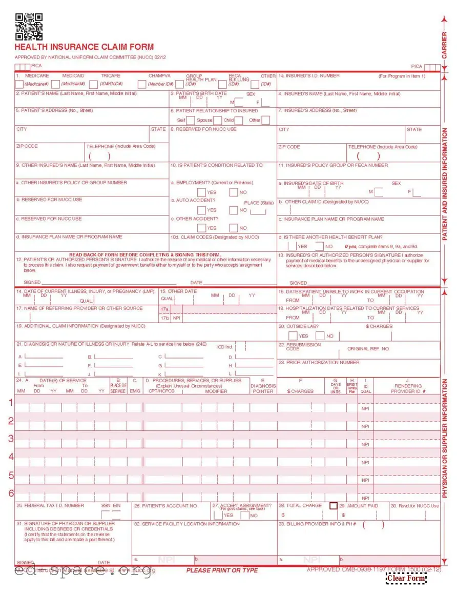 Blank CMS 1500 PDF Form