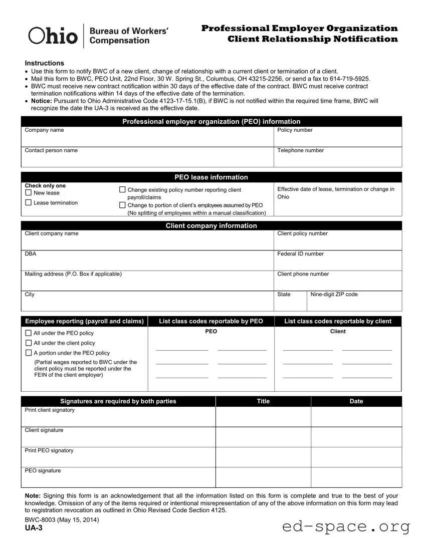 Blank Ohio Ua 3 PDF Form
