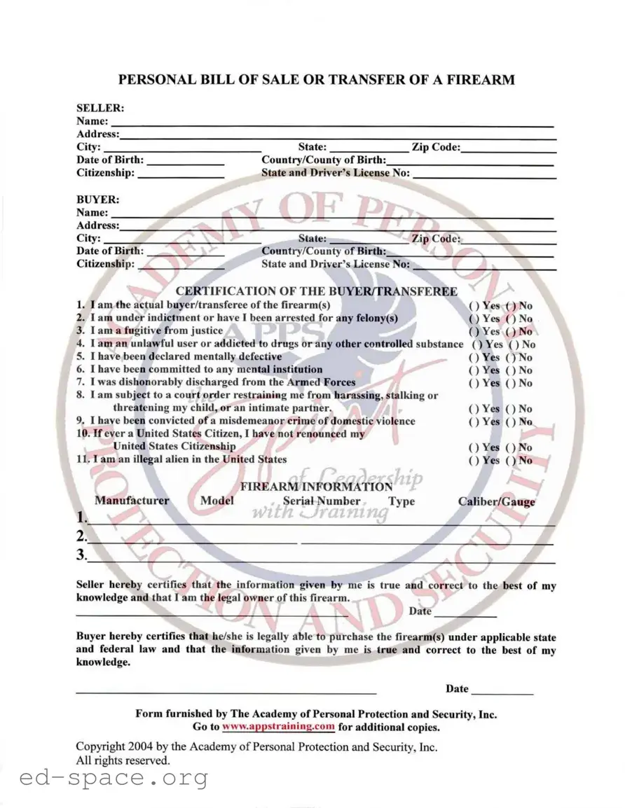 Blank Gun Transfer Georgia PDF Form