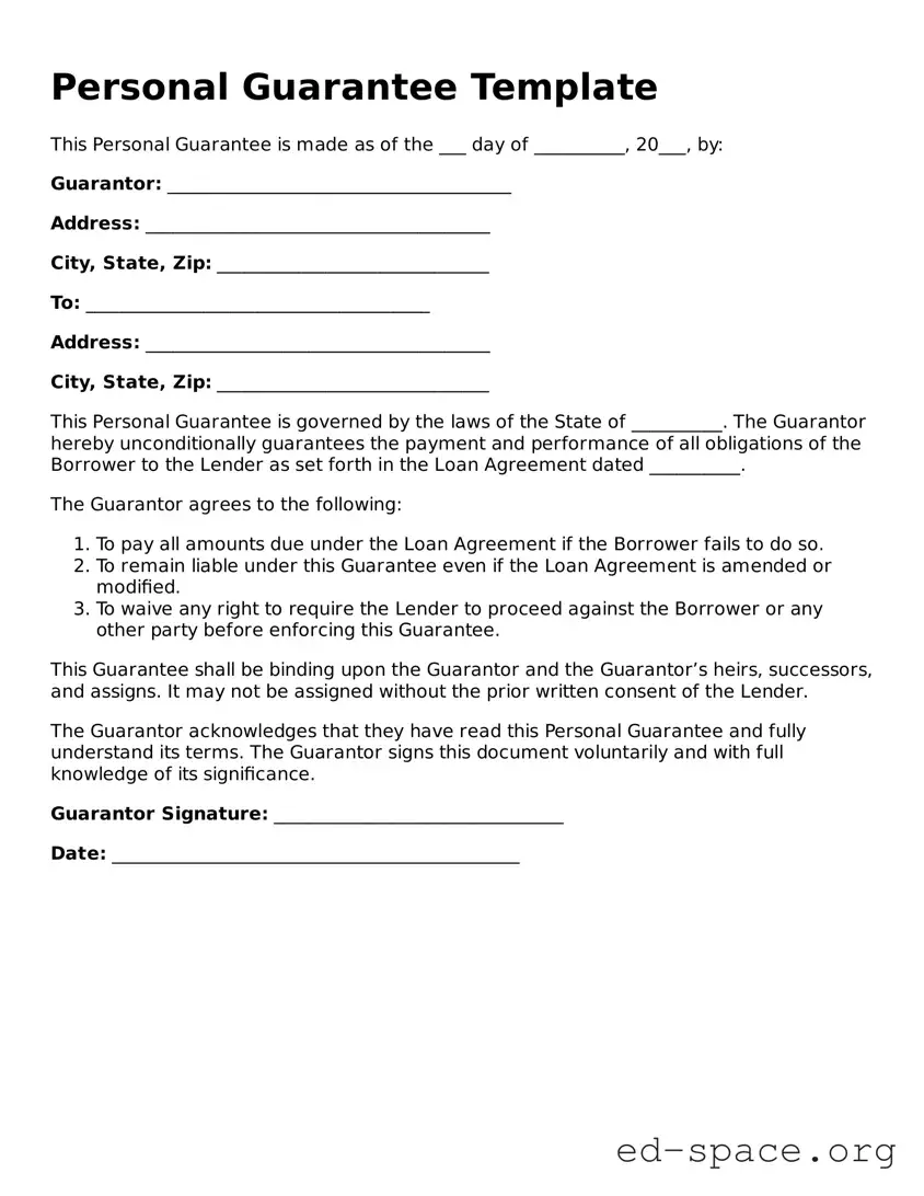 Fillable Personal Guarantee Template