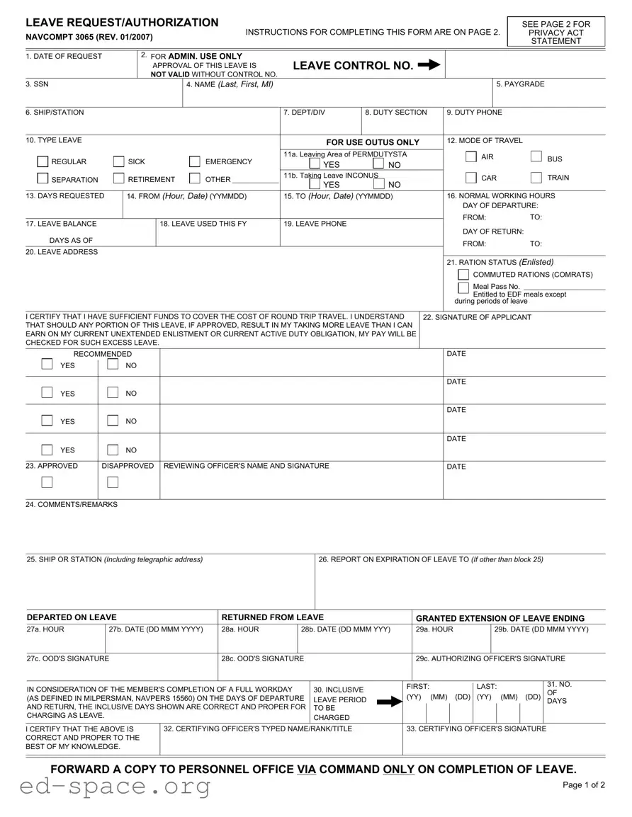 Blank Navcompt 3065 PDF Form