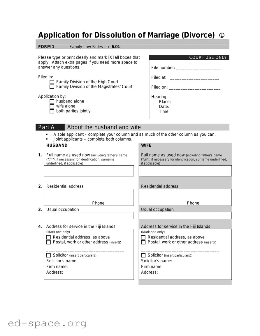 Blank Application For Divorce PDF Form