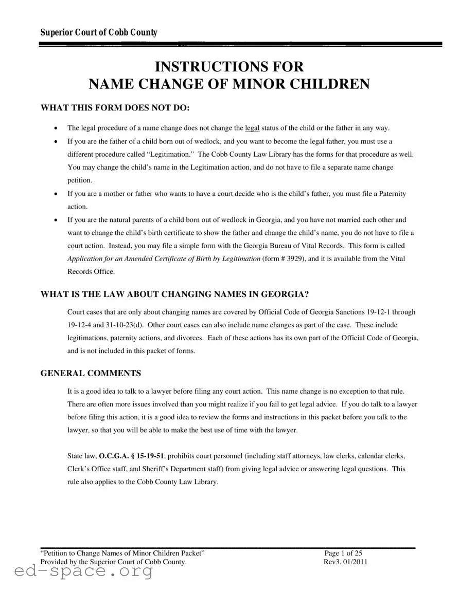 Blank Georgia Change Name Minor PDF Form