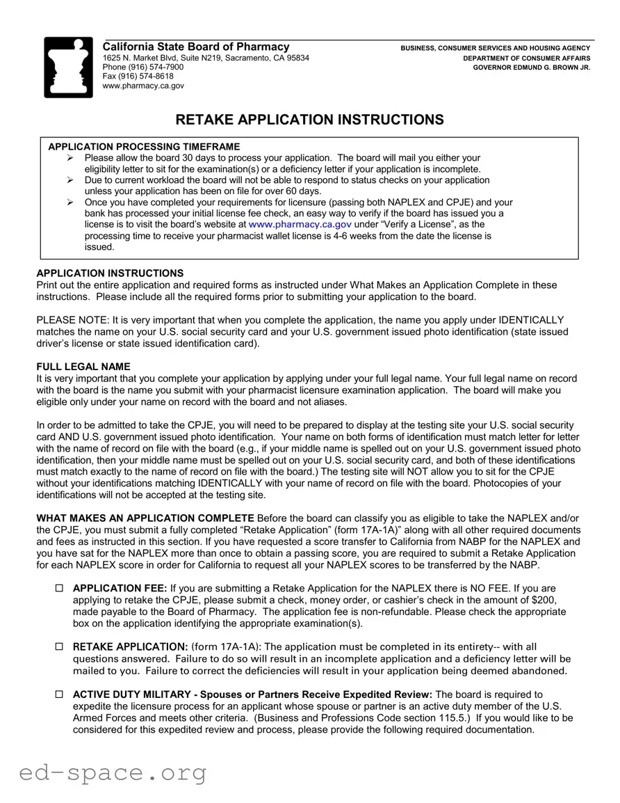 Blank California Retake PDF Form