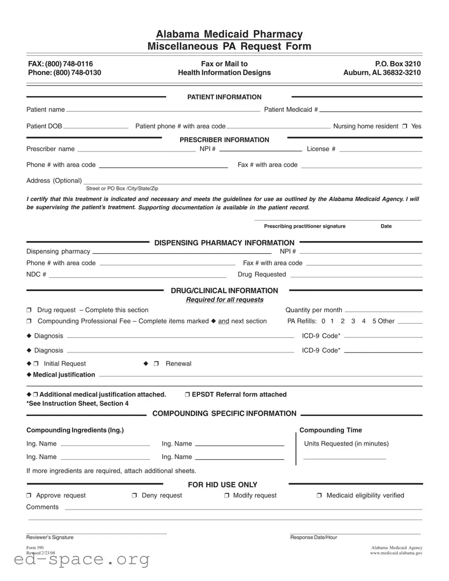 Blank Alabama 390 PDF Form