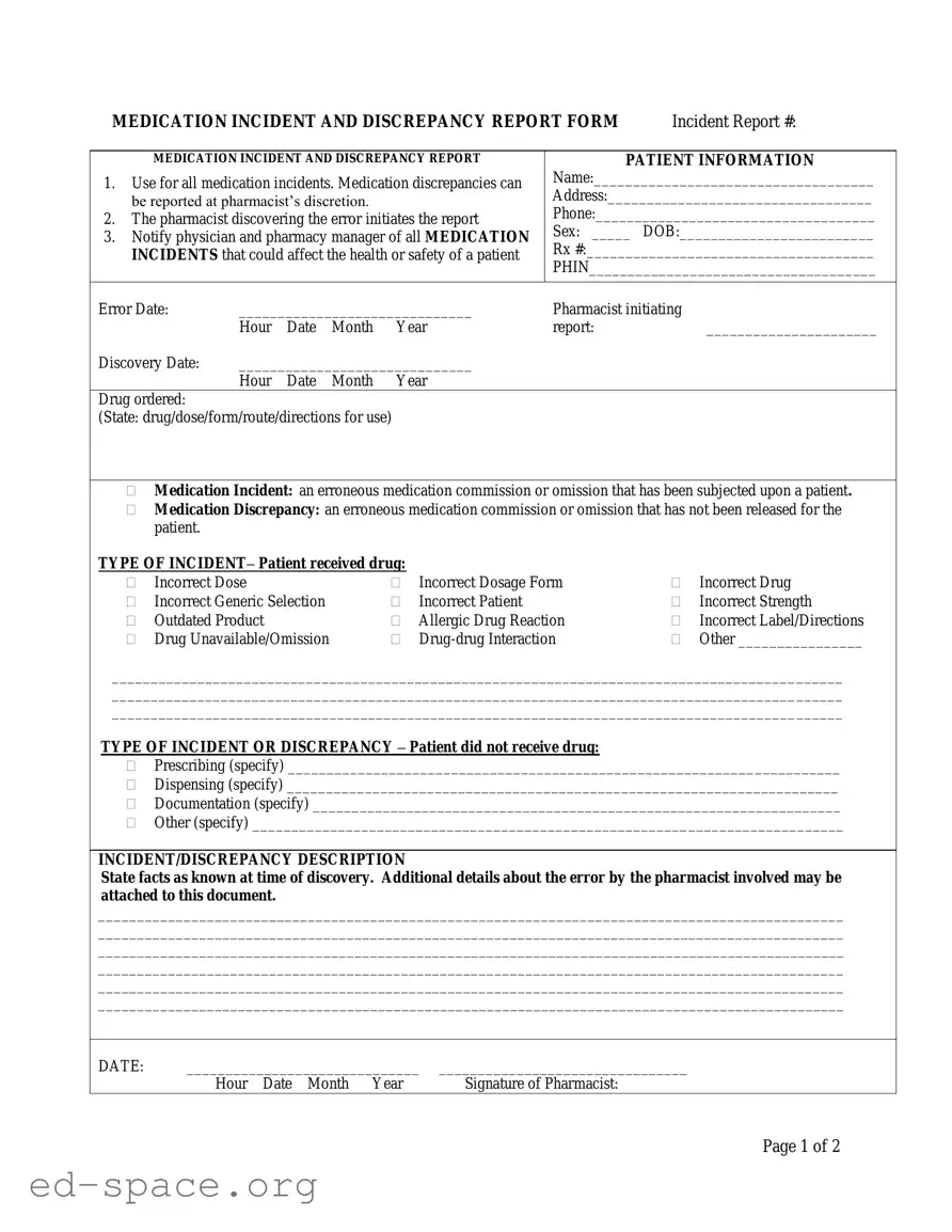 Blank Medication Error PDF Form