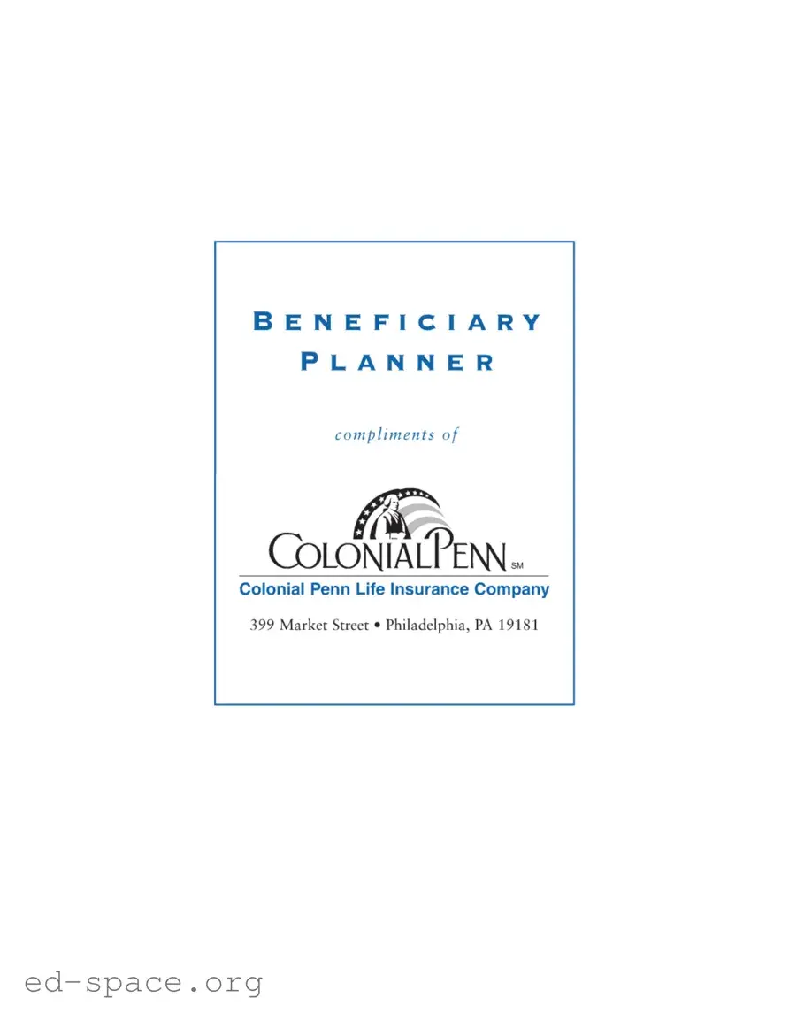 Blank Beneficiary Planner PDF Form