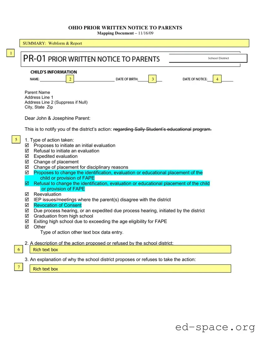 Blank Prior Written Notice Ohio PDF Form