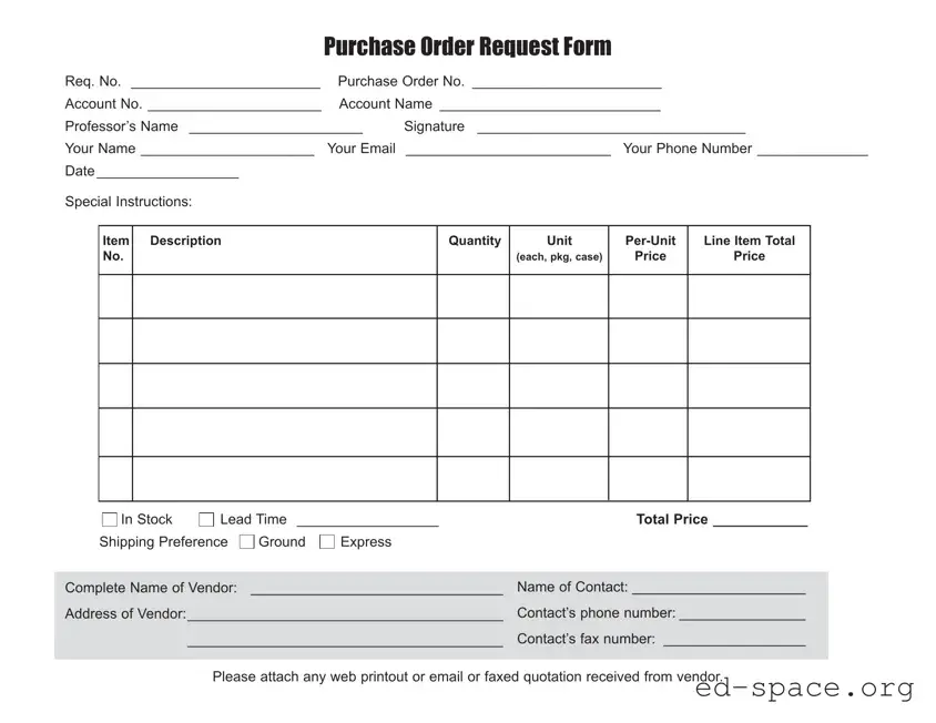 Blank Purchase Request PDF Form