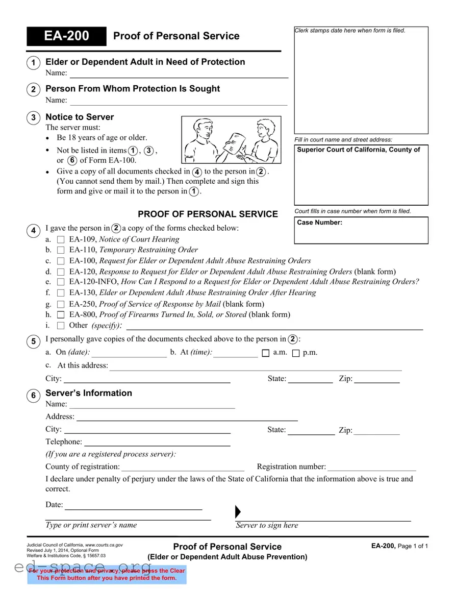 Blank California Ea 200 PDF Form