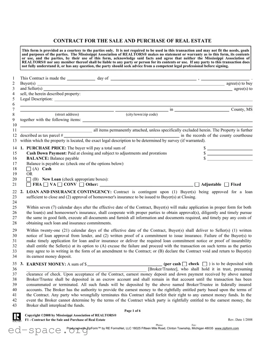 Blank Michigan Real Estate Buy PDF Form