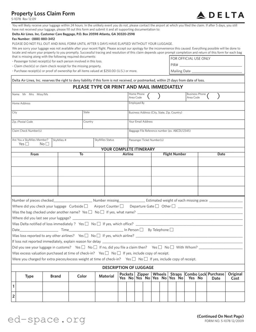 Blank Delta Property PDF Form