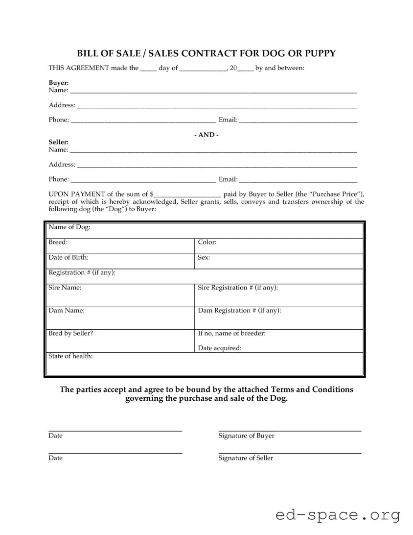 Blank Puppy Contract PDF Form