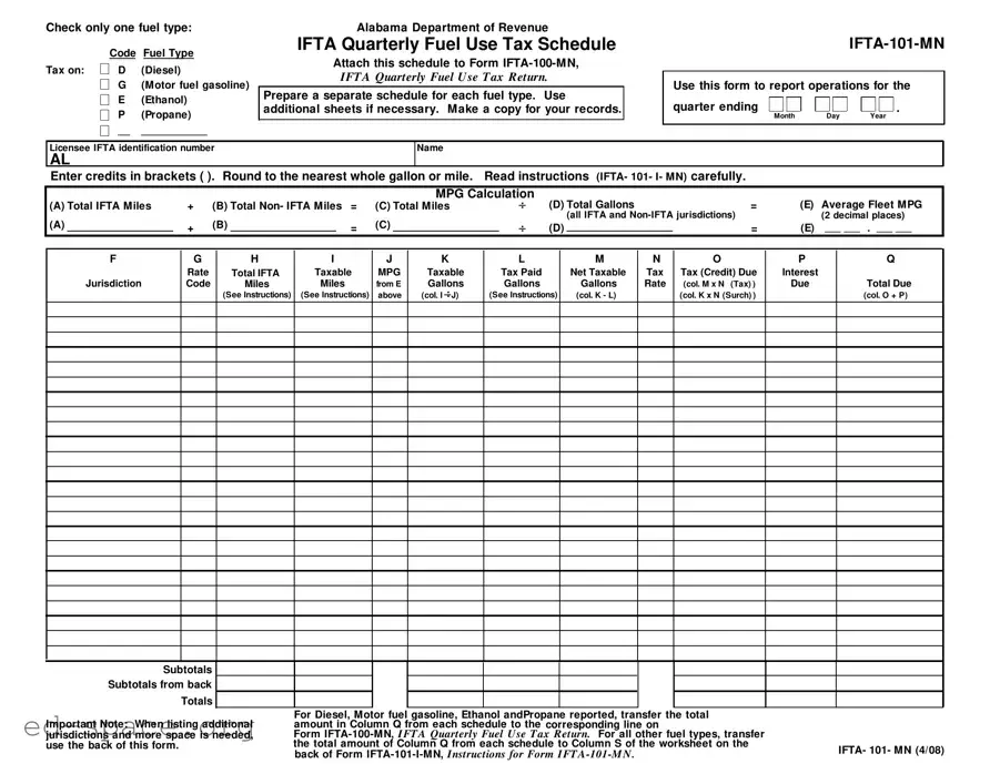 Blank Irp Alabama PDF Form