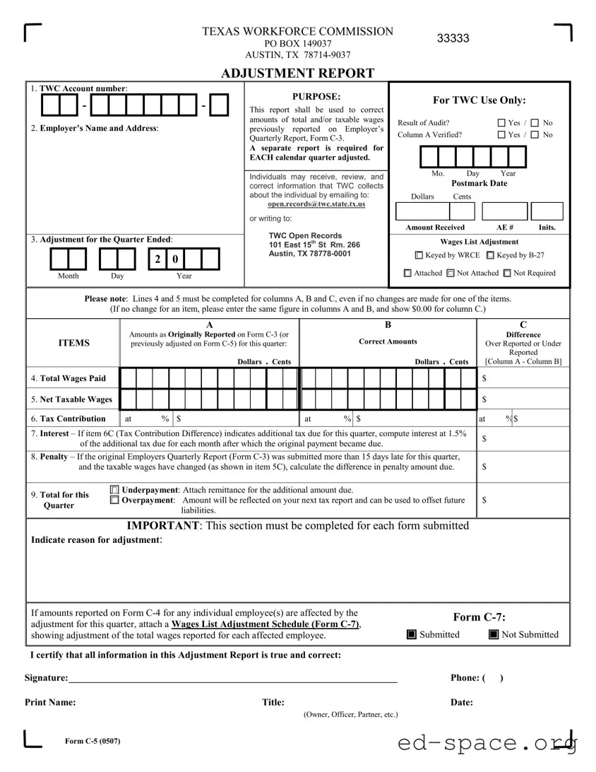 Blank Texas C 5 PDF Form