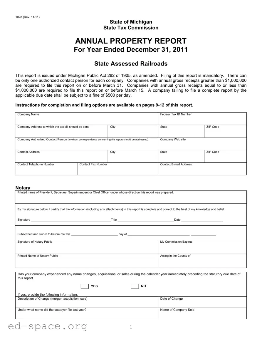 Blank Michigan 1028 PDF Form