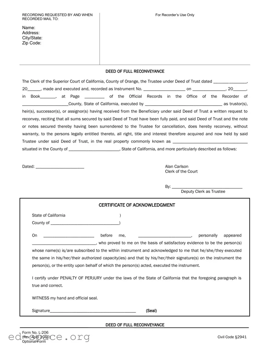 Blank California L 206 PDF Form