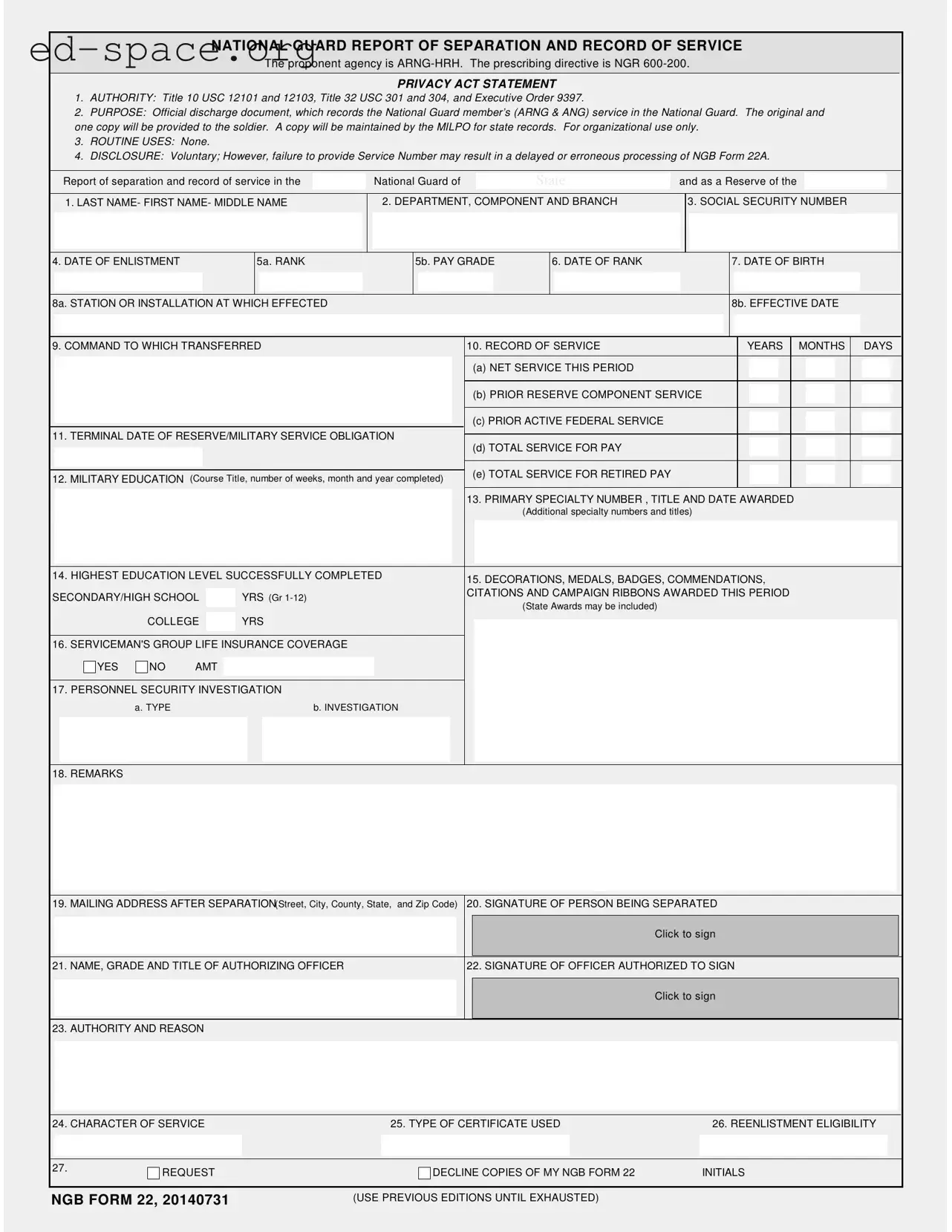 Blank Ngb 22 PDF Form