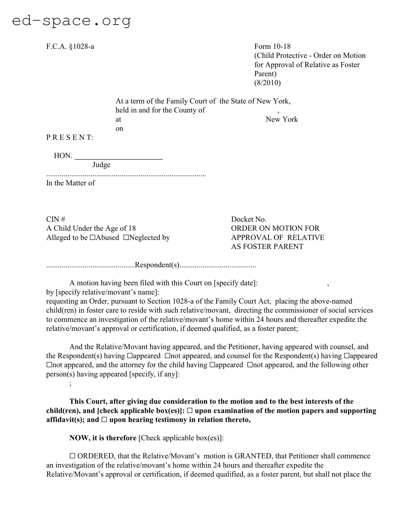 Blank New York 10 18 PDF Form