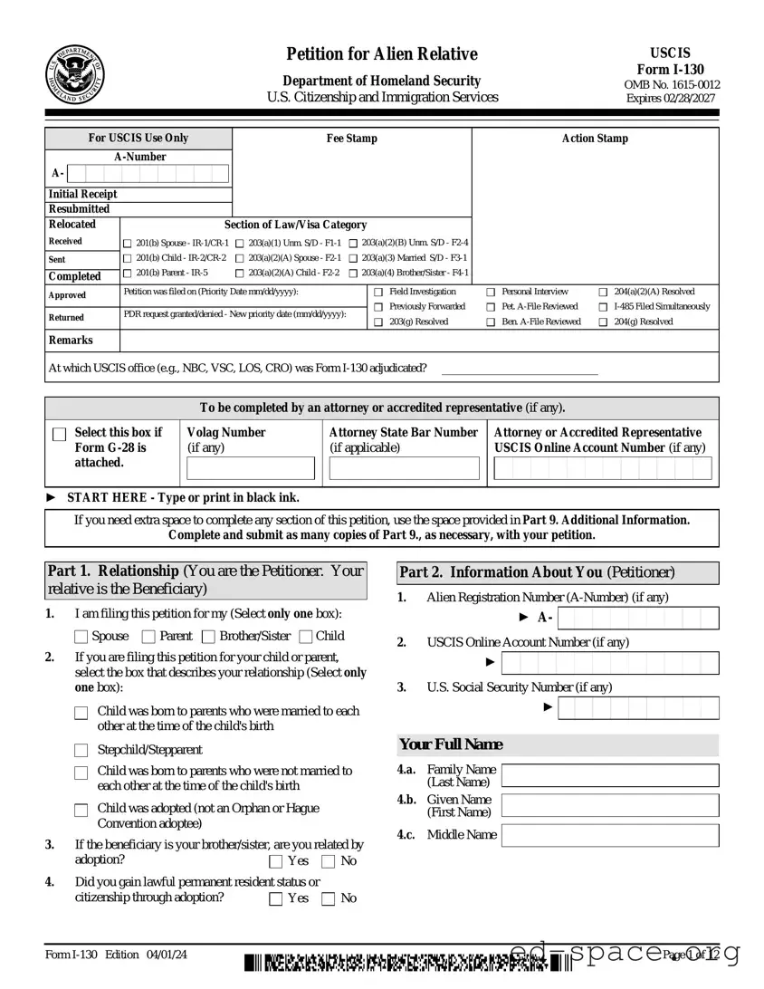 Blank USCIS I-130 PDF Form
