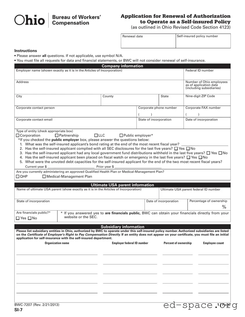 Blank Ohio Si 7 PDF Form