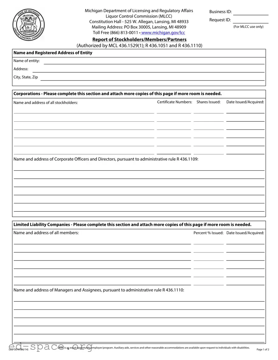 Blank Michigan Lcc 3010 PDF Form
