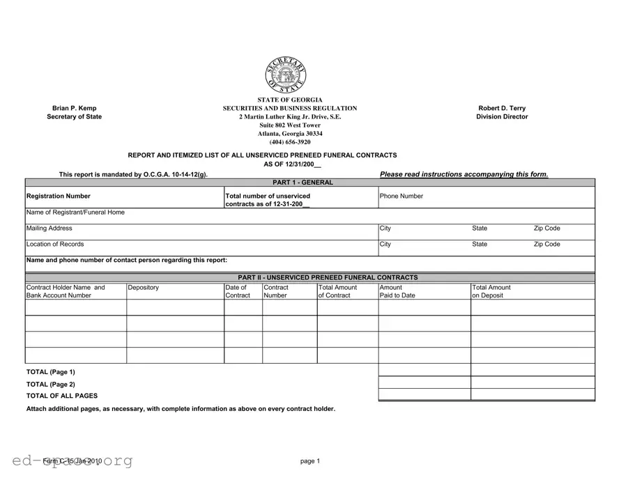 Blank Georgia C 15 PDF Form
