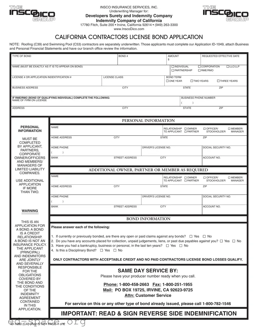 Blank California Id 1060 PDF Form