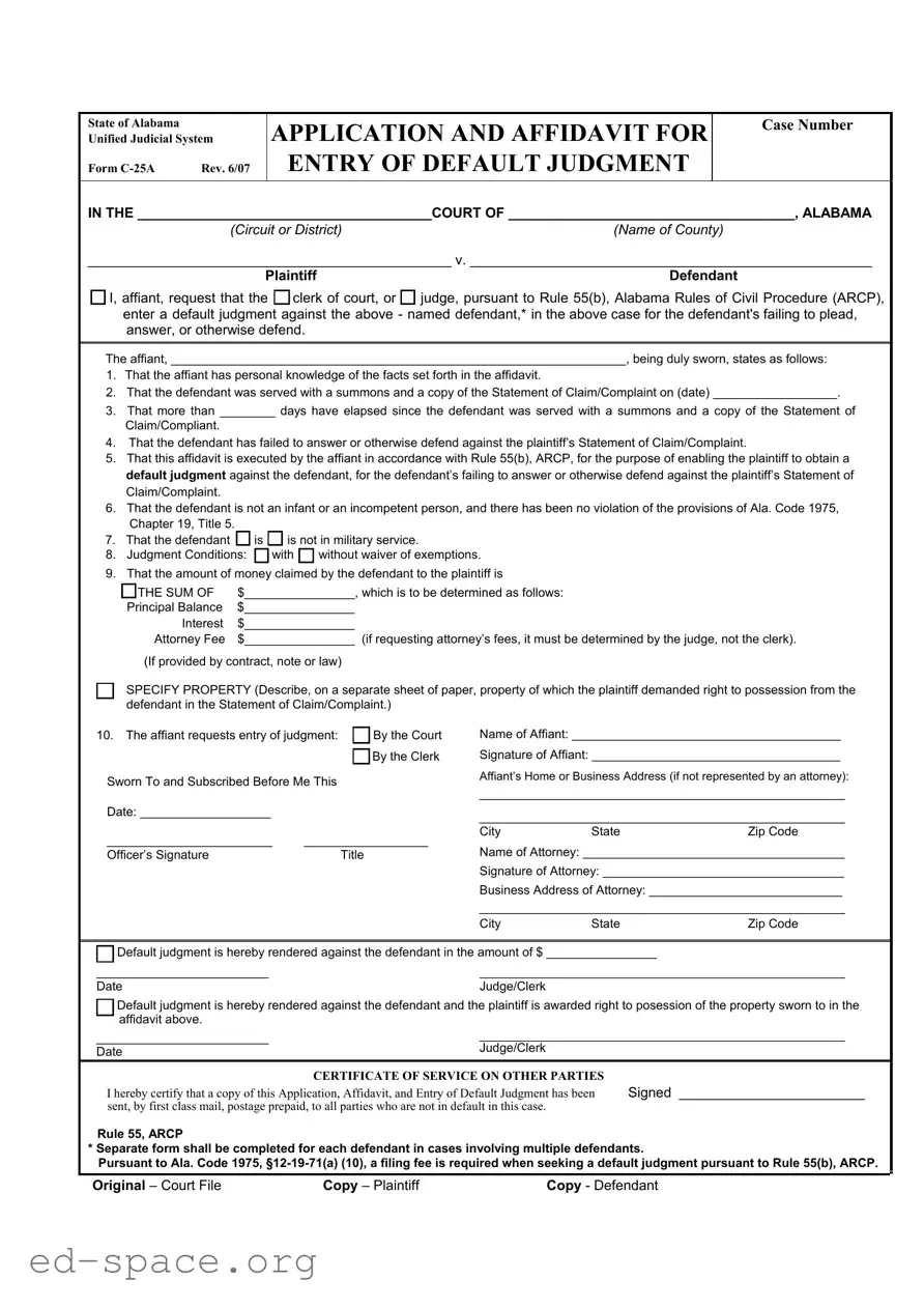 Blank Alabama C 25A PDF Form