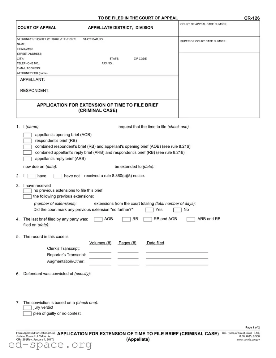 Blank California Cr 126 PDF Form