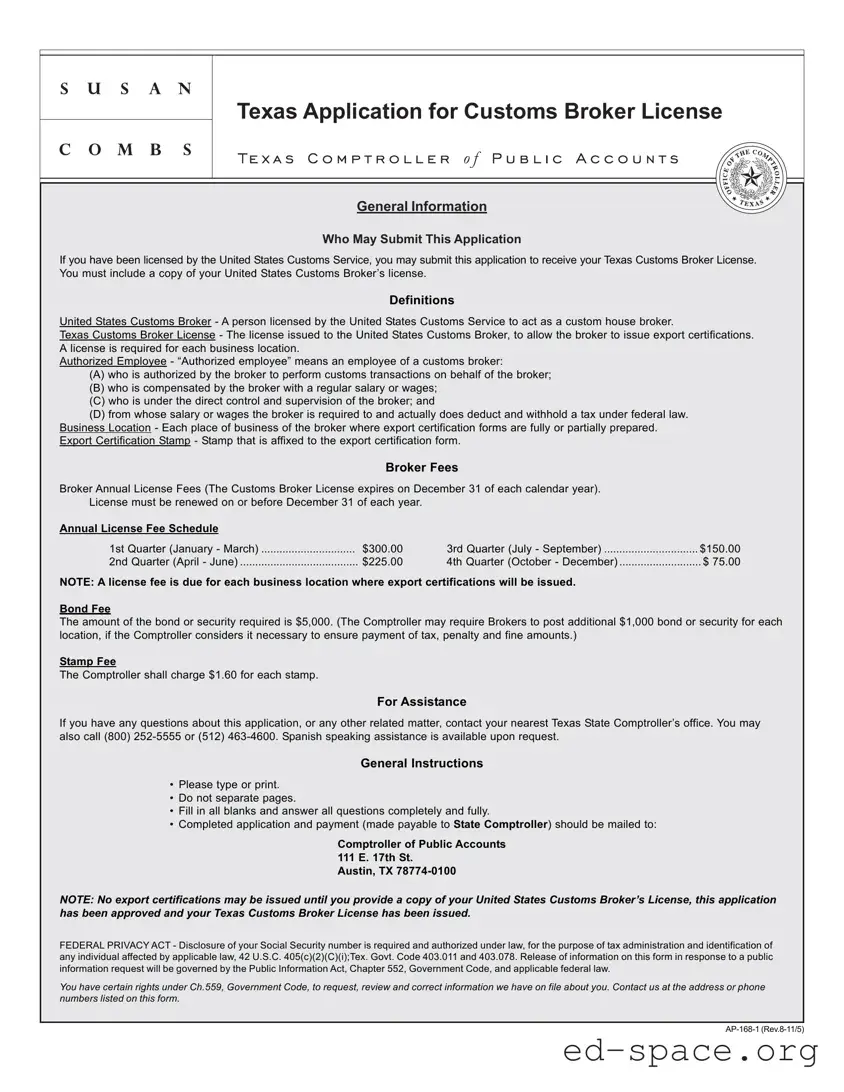 Blank Texas Ap 168 PDF Form