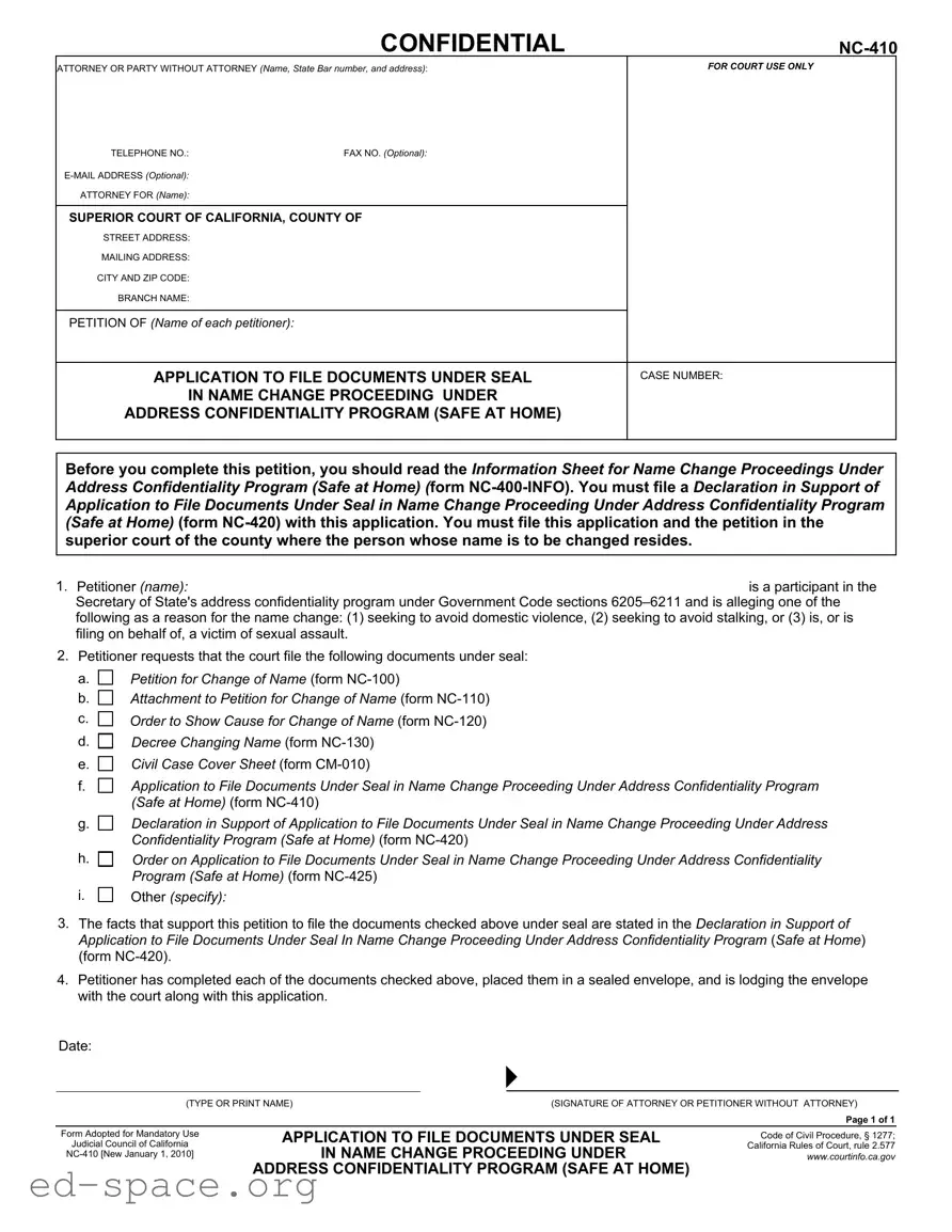 Blank California Nc 410 PDF Form