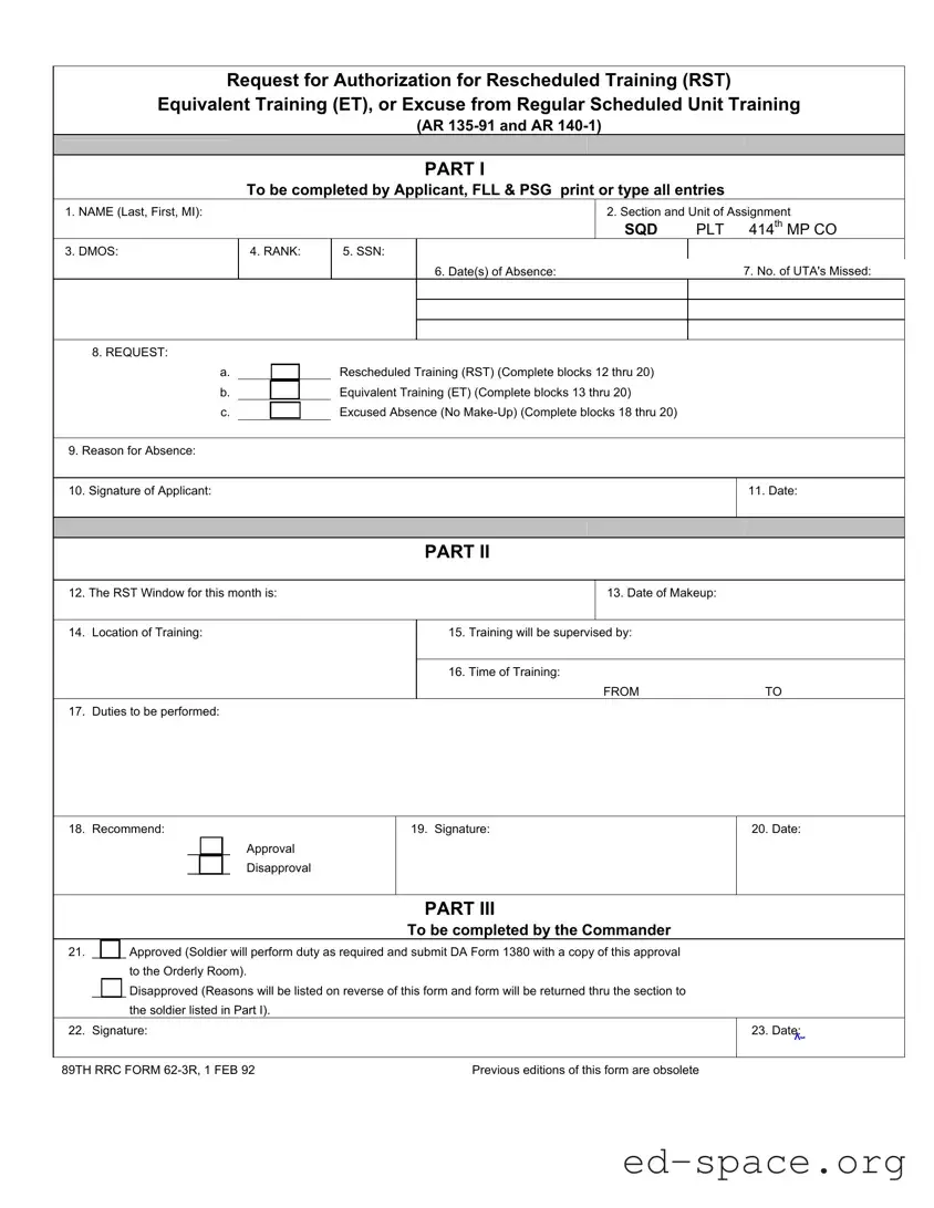 Blank Rst Army PDF Form