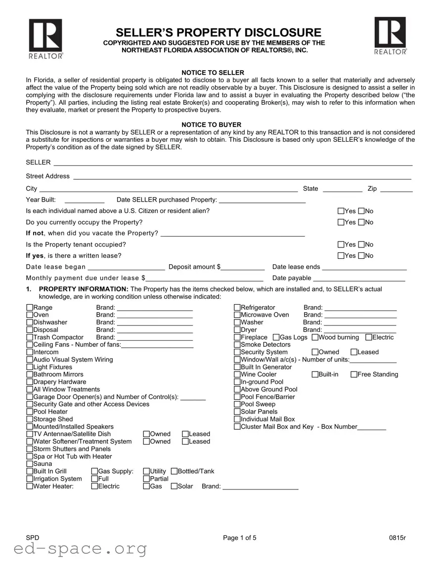 Blank Florida Seller Property PDF Form