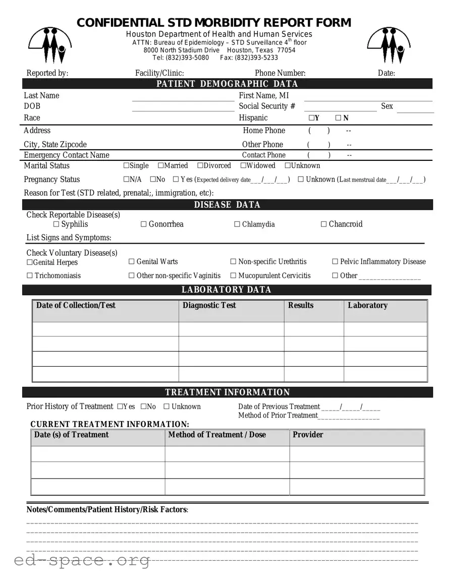 Blank Confidential Std Morbidity Report PDF Form