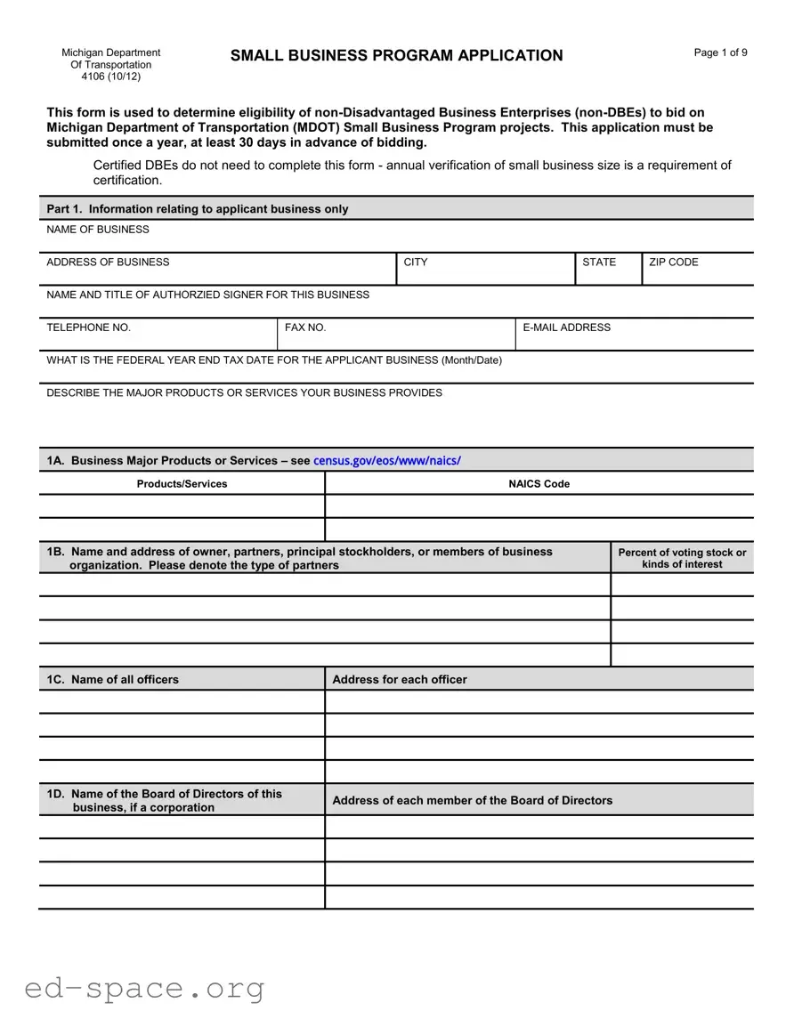 Blank Michigan 4106 PDF Form