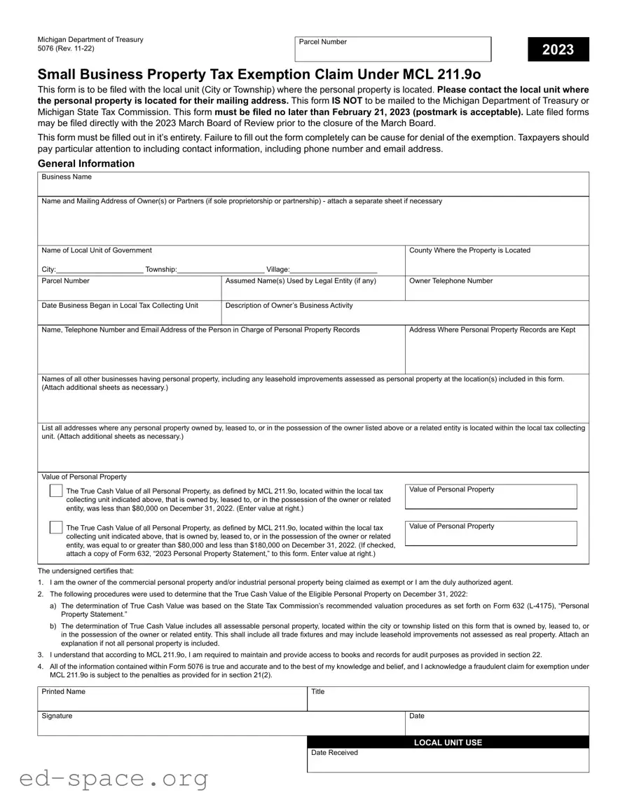 Blank Michigan Exemption PDF Form